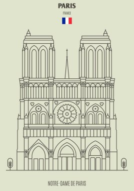 Notre-Dame de Paris, Fransa. Lineer tarzda işareti simgesi