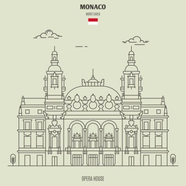Monte Carlo, Monako Opera Binası. Lineer tarzda işareti simgesi