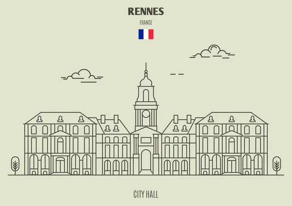 Municipio Rennes Francia Icona Riferimento Stile Lineare — Vettoriale Stock