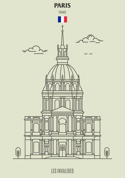 Les Invalides Paris França Ícone Referência Estilo Linear —  Vetores de Stock