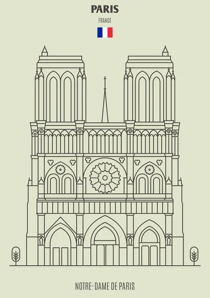 Notre Dame Paris França Ícone Referência Estilo Linear — Vetor de Stock