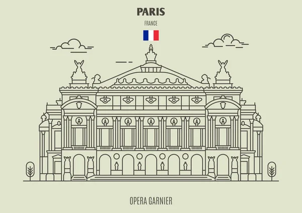 Όπερα Garnier Στο Παρίσι Γαλλία Ορόσημο Εικονίδιο Στο Γραμμικό Στυλ — Διανυσματικό Αρχείο
