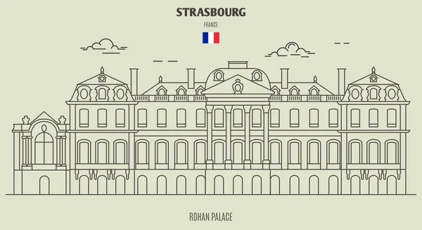 Palazzo Rohan Strasburgo Francia Icona Riferimento Stile Lineare — Vettoriale Stock
