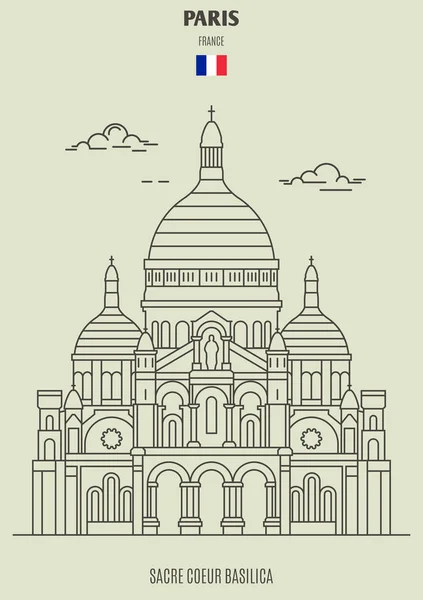 Basilica Del Sacro Cuore Parigi Francia Icona Riferimento Stile Lineare — Vettoriale Stock