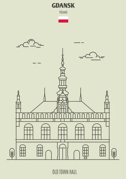 Altes Rathaus in Danzig, Polen. Wahrzeichen — Stockvektor