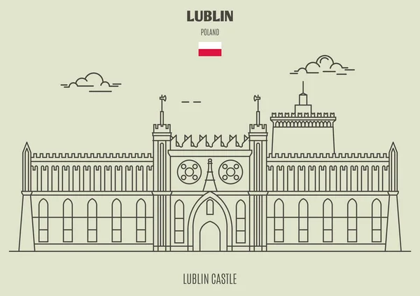 Lublin Castle v Lublin, Polsko. Orientační bod ikona — Stockový vektor