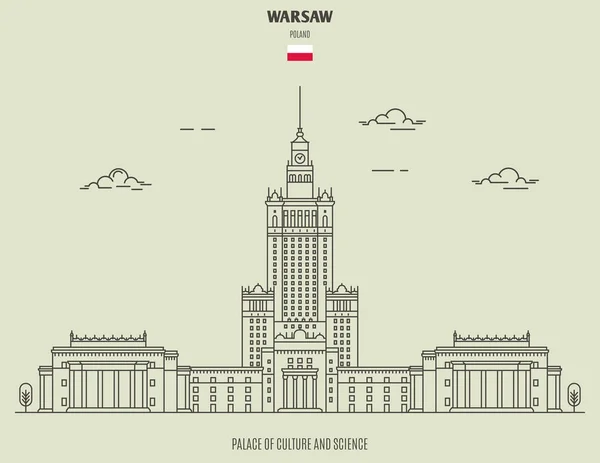 Palace of Culture and Sciencel in Warsaw, Poland. Landmark icon — Stock Vector