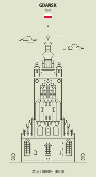 ポーランド、グダンスクの聖カトリーヌ教会。ランドマーク アイコン — ストックベクタ