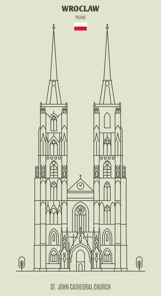 St. John Cathedral Church in Wroclaw, Poland. Landmark icon — Stock Vector
