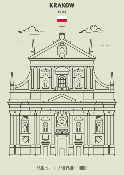 Szentek Péter és Pál-templom Krakkóban, Lengyelország. Landmark ikon — Stock Vector