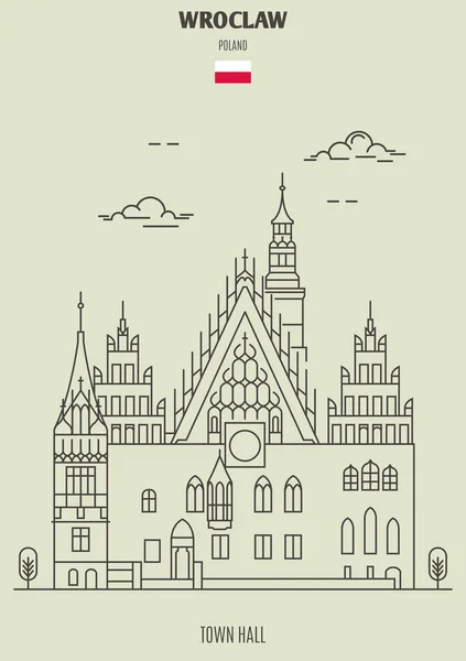 Câmara Municipal de Wroclaw, Polónia. ícone de referência —  Vetores de Stock