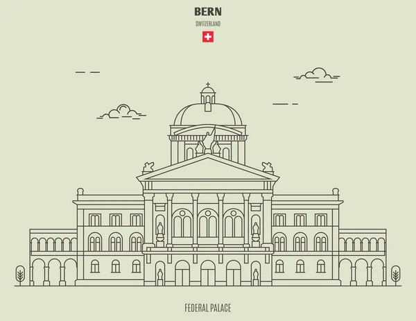 Szövetségi Palace Bern, Svájc. Landmark ikon — Stock Vector