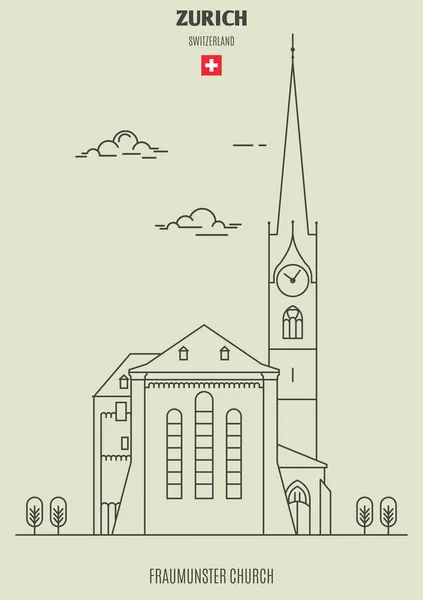 Fraumunster kerk in Zurich, Zwitserland. Landmark pictogram — Stockvector