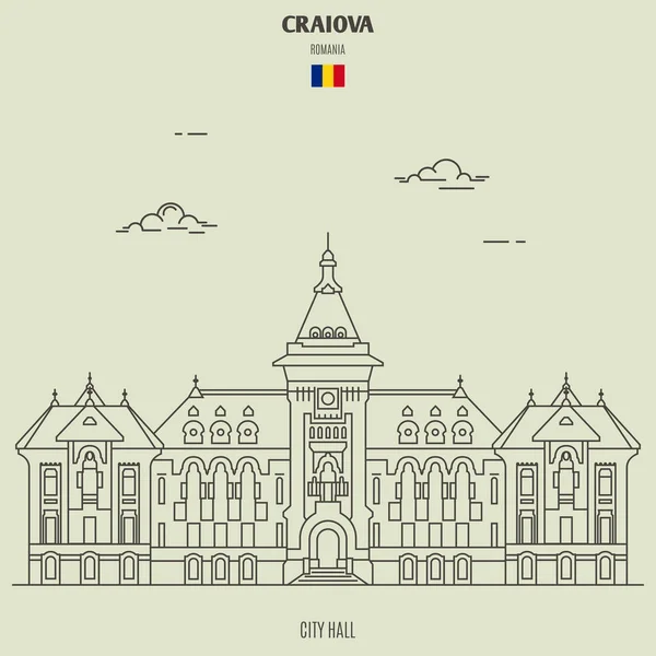 Hôtel de ville de Craiova, Roumanie. icône point de repère — Image vectorielle
