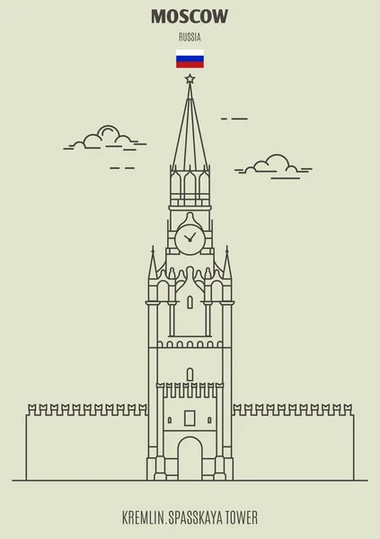Kreml, Spasskaya věž v Moskvě, Rusko. Ikona orientační bod — Stockový vektor