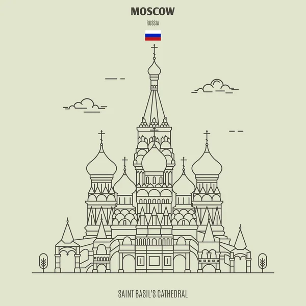 Vasilijkatedralen i Moskva, Ryssland. Ikon för landmärke — Stock vektor