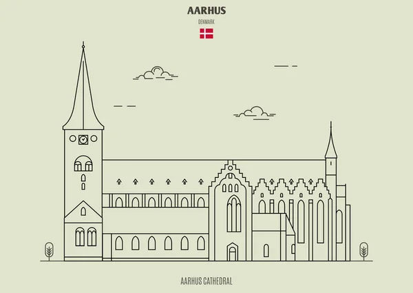 Katedra w Aarhus, Dania. Ikona punktu orientacyjnego — Wektor stockowy