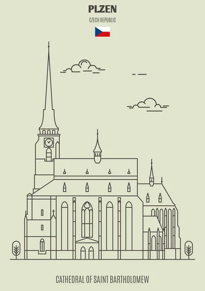Собор Сен-Бартоломїна в Плзен, Чехія. Landmar — стоковий вектор