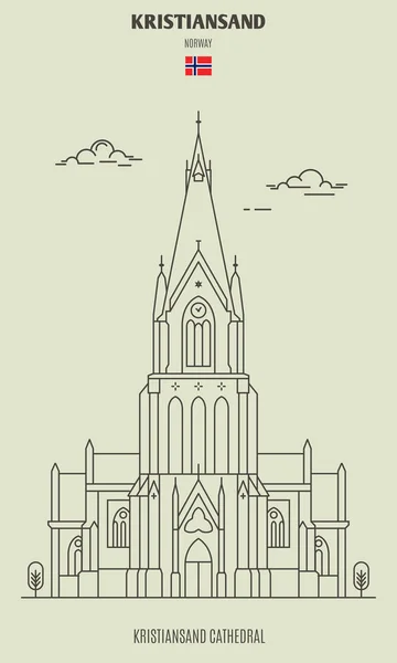 크리스티안산, 노르웨이 크리스티안산 대성당. 랜드마크 아이콘 — 스톡 벡터