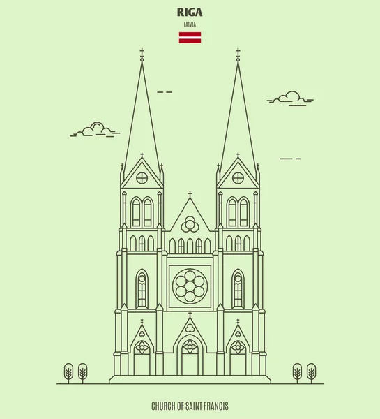 Igreja de São Francisco em Riga, Letônia. ícone de referência —  Vetores de Stock