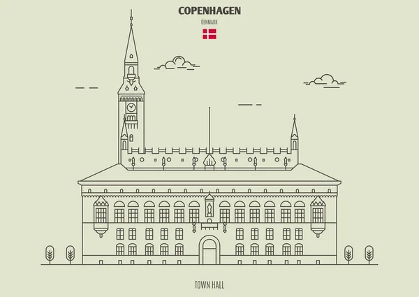 Hôtel de ville de Copenhague, Danemark. icône point de repère — Image vectorielle