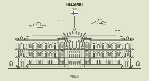 フィンランド、ヘルシンキのアテネウム。ランドマーク アイコン — ストックベクタ