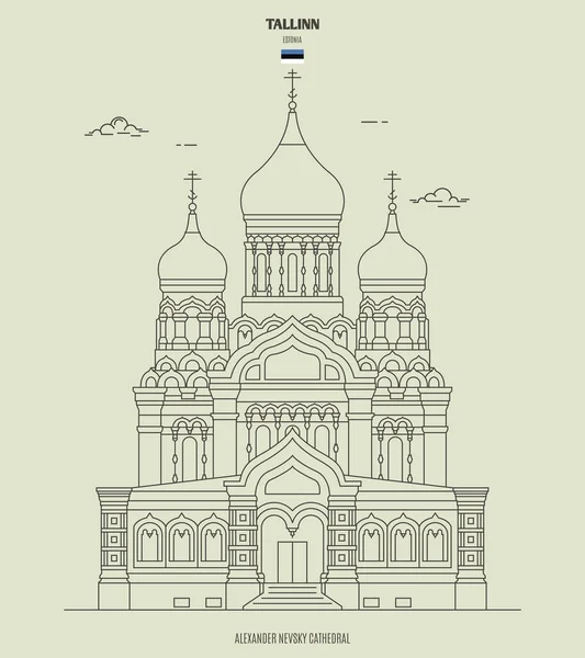 エストニア、タリンのアレクサンドル・ネフスキー大聖堂。ランドマーク アイコン — ストックベクタ