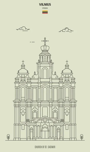 立陶宛维尔纽斯的圣卡西米尔教堂。地标图标 — 图库矢量图片