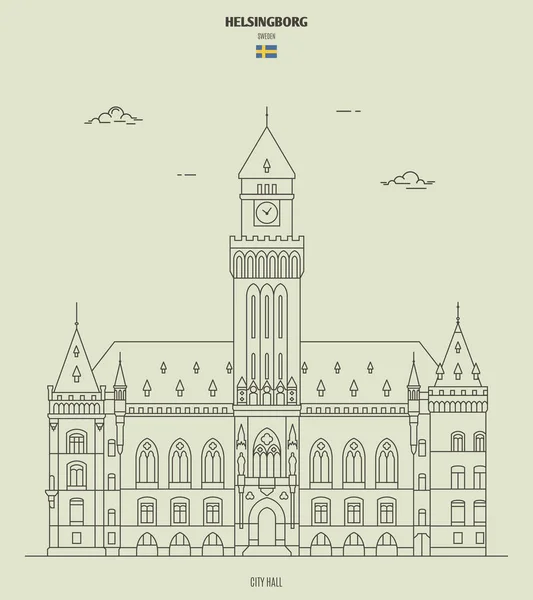 Hôtel de ville d'Helsingborg, Suède. icône point de repère — Image vectorielle