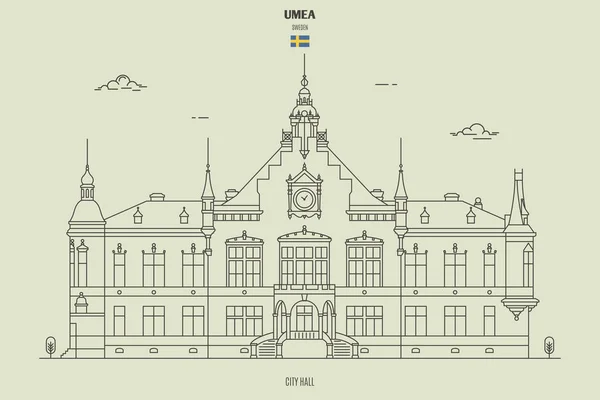 スウェーデン、ウメア市庁舎。ランドマーク アイコン — ストックベクタ
