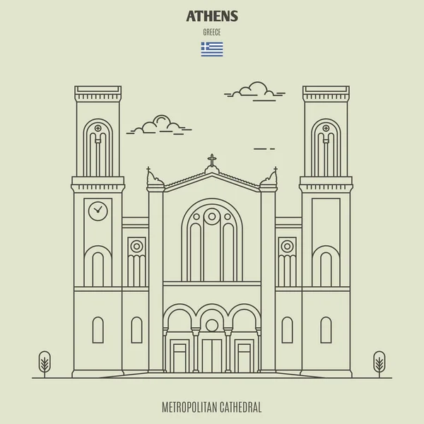 Catedral Metropolitana de Atenas, Grécia. ícone de referência — Vetor de Stock
