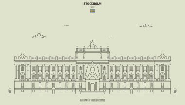 Stockholm, İsveç 'te parlamento binası (Riksdag). Yer imi simgesi
