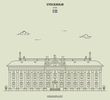 Stockholm, İsveç 'te Riddarhuspalatset. Yer imi simgesi