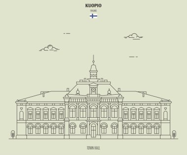 Finlandiya, Kuopio 'da belediye binası. Yer imi simgesi