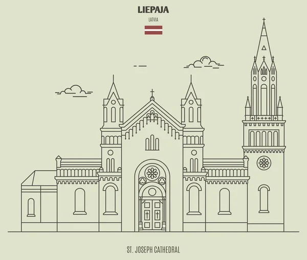 Собор Святого Иосифа в Лиепае, Латвия. Значок достопримечательности — стоковый вектор
