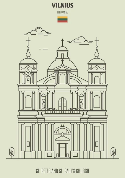 Chiesa di San Pietro e San Paolo a Vilnius, Lituania. Punto di riferimento — Vettoriale Stock