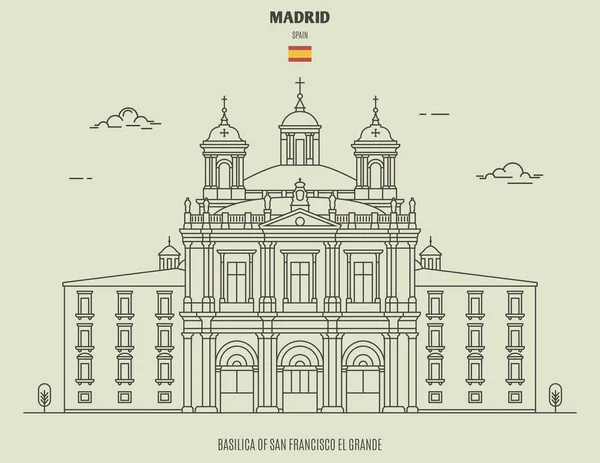 Basiliek van San Francisco el Grande in Madrid, Spanje. Bezienswaardigheid i — Stockvector