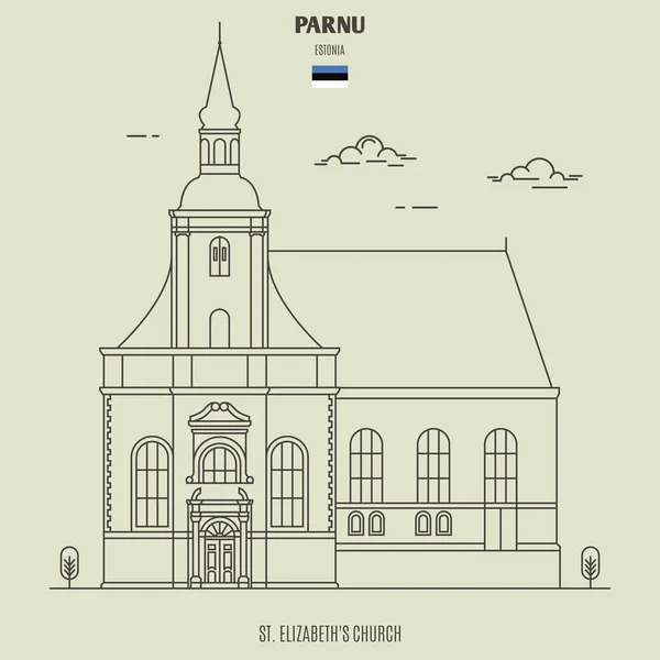 Église St. Elizabeth à Parnu, Estonie. icône point de repère — Image vectorielle