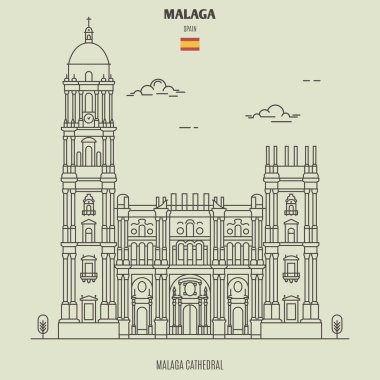 Cathedral of Malaga, Spain. Landmark icon clipart