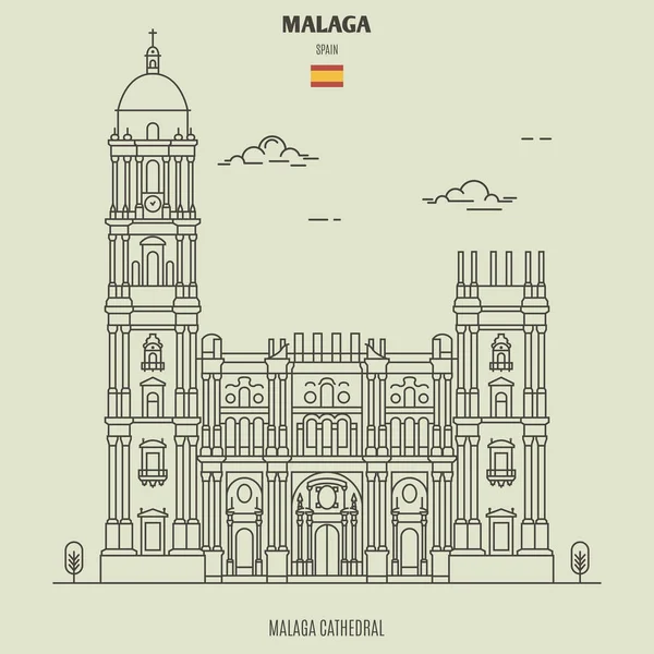 Katedral Malaga, Spanyol. Ikon penanda - Stok Vektor