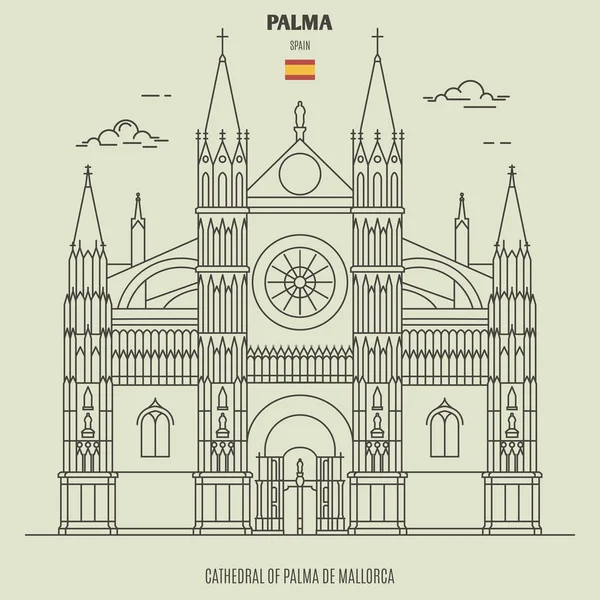 Catedral de Palma de Mallorca, España. Icono hito — Vector de stock