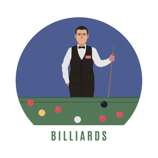 Billiards Player Flat Style You Design — Stock Vector