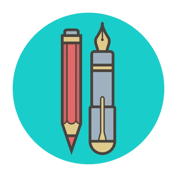 文房具 噴水ペンと鉛筆 ベクトルフラットスタイルのあなたのデザイン — ストックベクタ