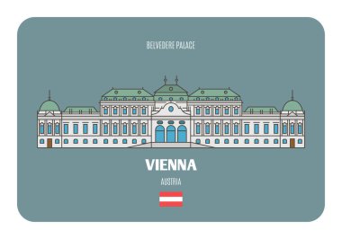 Avusturya, Viyana 'daki Belvedere Sarayı. Avrupa şehirlerinin mimari sembolleri. Renkli vektör 