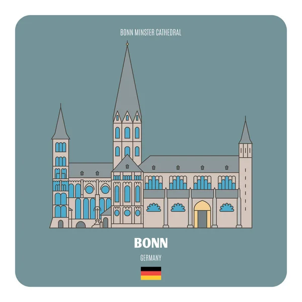 Bonn Almanya Daki Bonn Minster Katedrali Avrupa Şehirlerinin Mimari Sembolleri — Stok Vektör