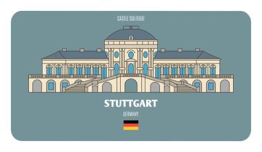 Stuttgart, Almanya 'daki Yalnızlık Kalesi. Avrupa şehirlerinin mimari sembolleri. Renkli vektör 