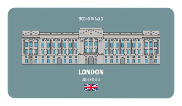 Buckingham Palace London Storbritannien Arkitektoniska Symboler För Europeiska Städer Färgstark — Stock vektor