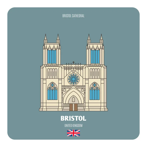Katedra Bristolu Wielka Brytania Symbole Architektoniczne Miast Europejskich Kolorowy Wektor — Wektor stockowy