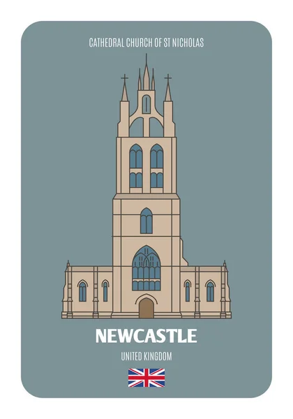 Igreja Catedral São Nicolau Newcastle Tyne Reino Unido Símbolos Arquitectónicos — Vetor de Stock