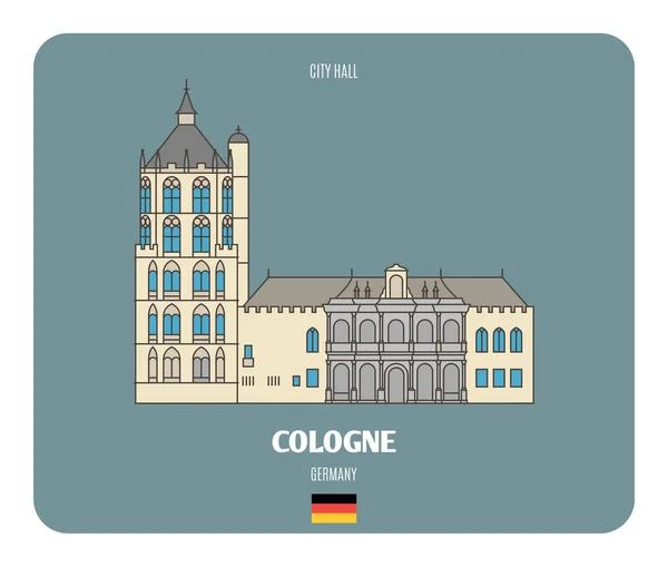 Hôtel Ville Cologne Allemagne Symboles Architecturaux Des Villes Européennes Vecteur — Image vectorielle